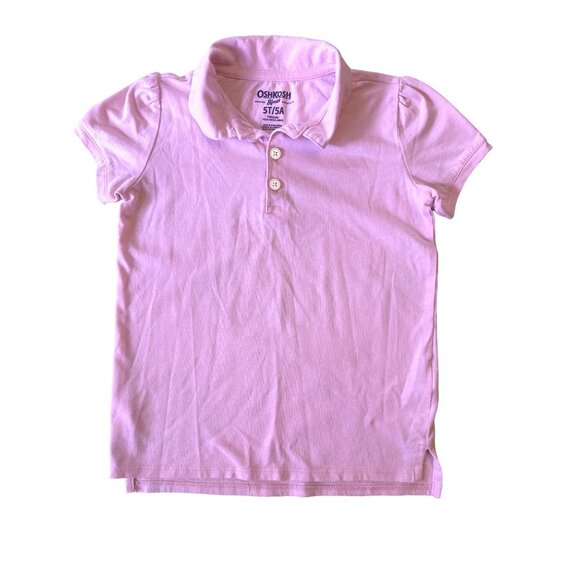 OshKosh Bgosh Toddler Girls Polo Shirt 5T 5A Pink Cotton Poly Blend - Picture 1 of 5